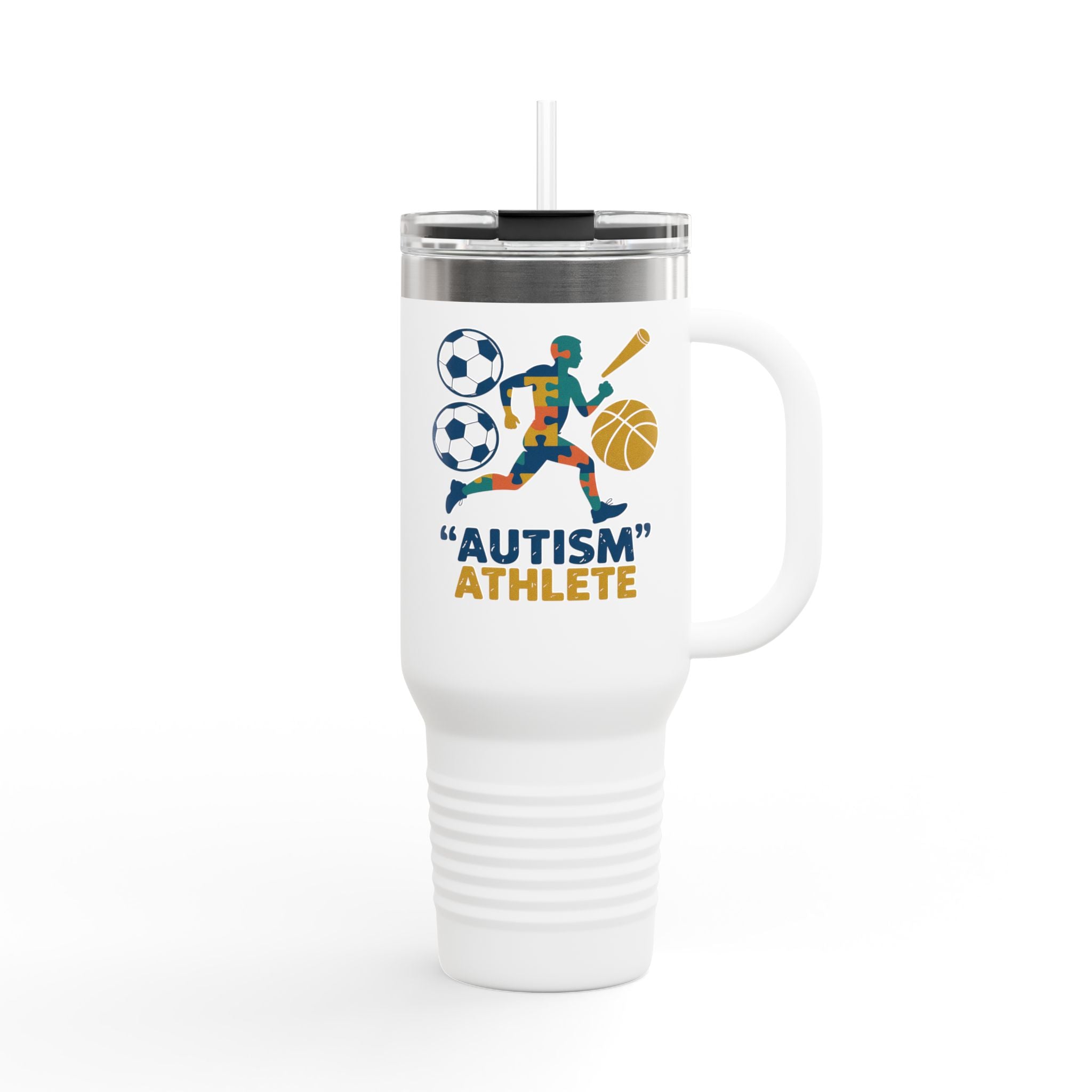 Autism Athlete 40oz Insulated Travel Mug — Sports Awareness Tumbler