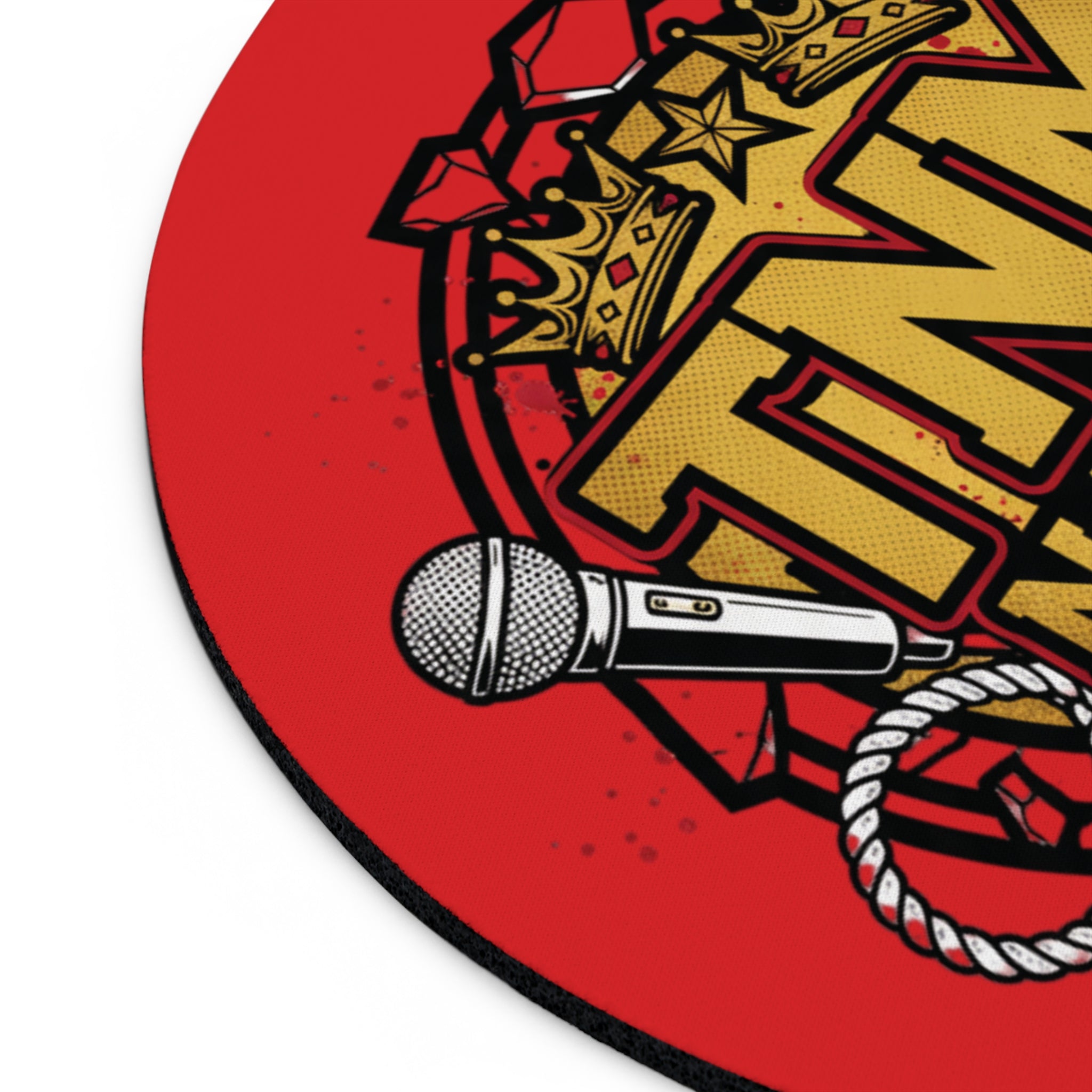 TNM Nation Round Mouse Pad — Hip Hop Microphone & Boombox Gaming Desk Mat
