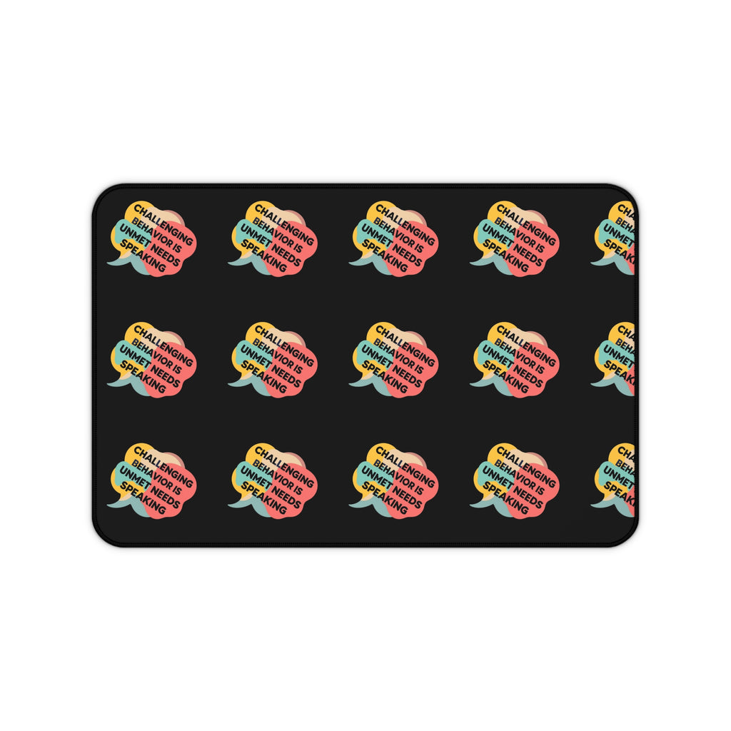 Retro Speech Bubble Desk Mat — "Challenge Accepted" Pattern