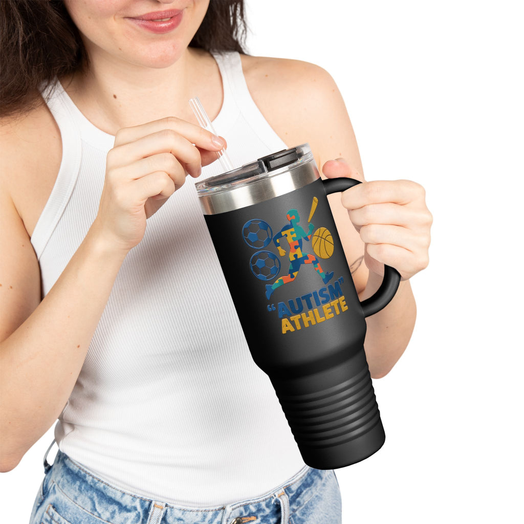 Autism Athlete 40oz Insulated Travel Mug — Sports Awareness Tumbler