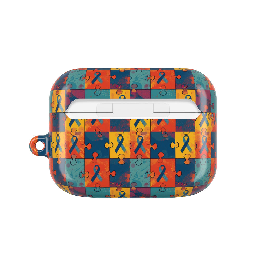 Awareness Ribbon Puzzle Pattern AirPod Case — Colorful Support & Hope Design