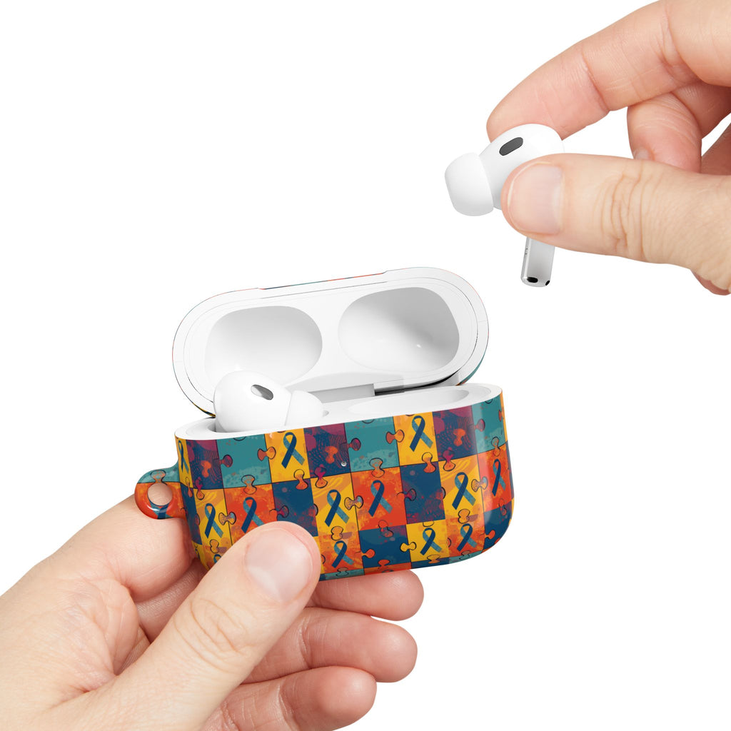 Awareness Ribbon Puzzle Pattern AirPod Case — Colorful Support & Hope Design