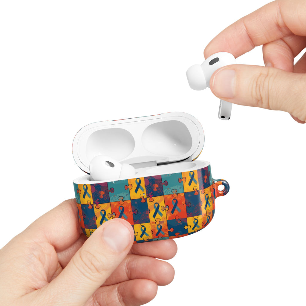 Awareness Ribbon Puzzle Pattern AirPod Case — Colorful Support & Hope Design