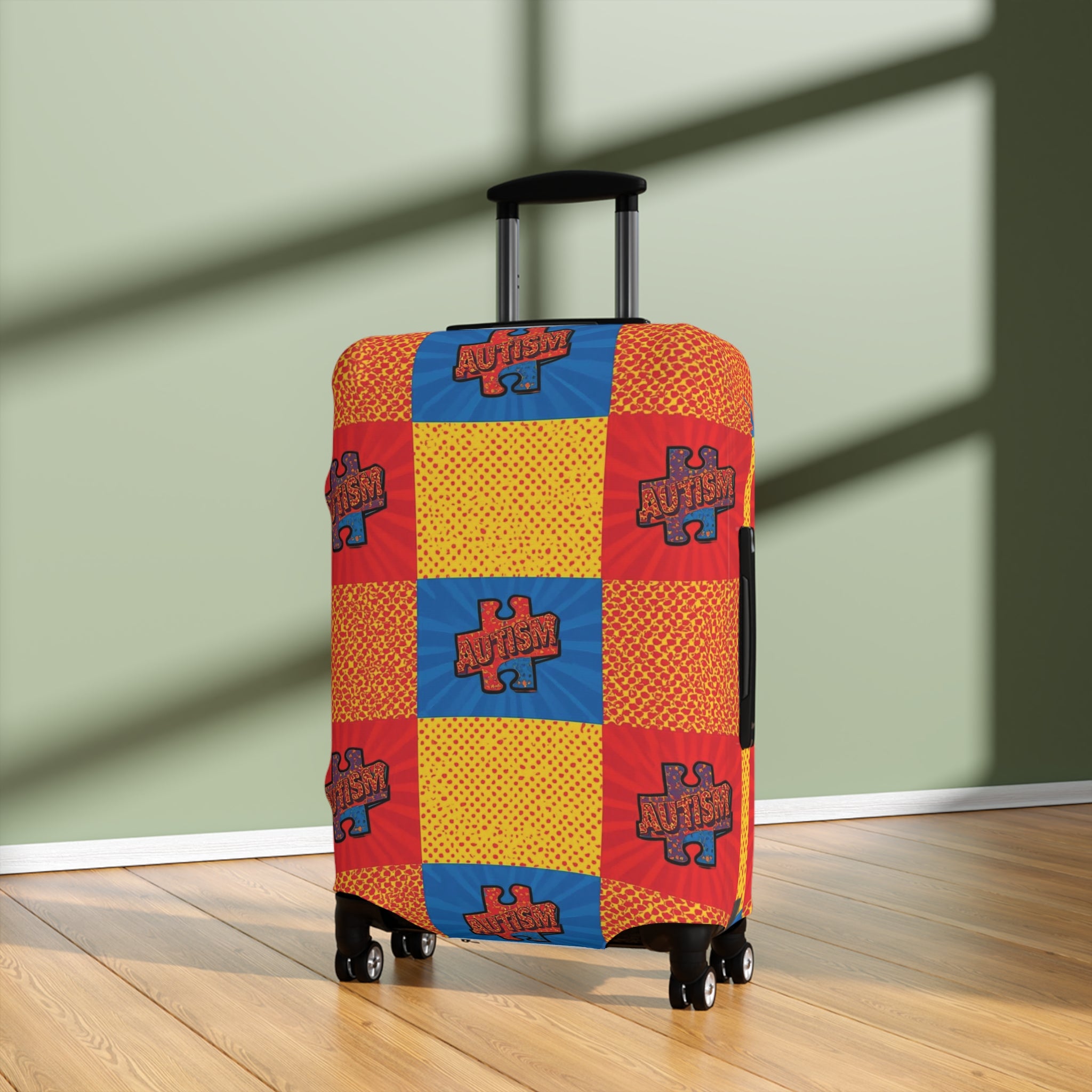 Autism Awareness Puzzle Luggage Cover — Bright Travel Protector