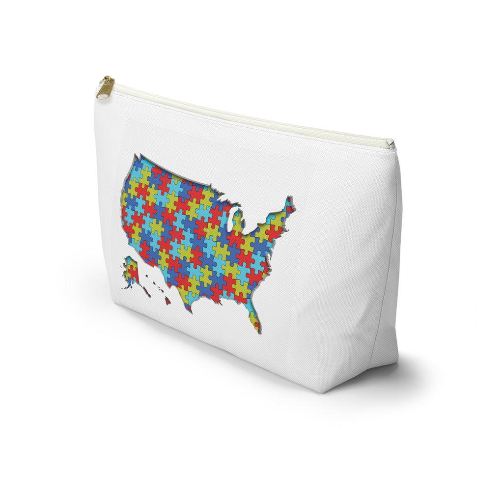 Autism Awareness USA Puzzle Map Accessory Pouch