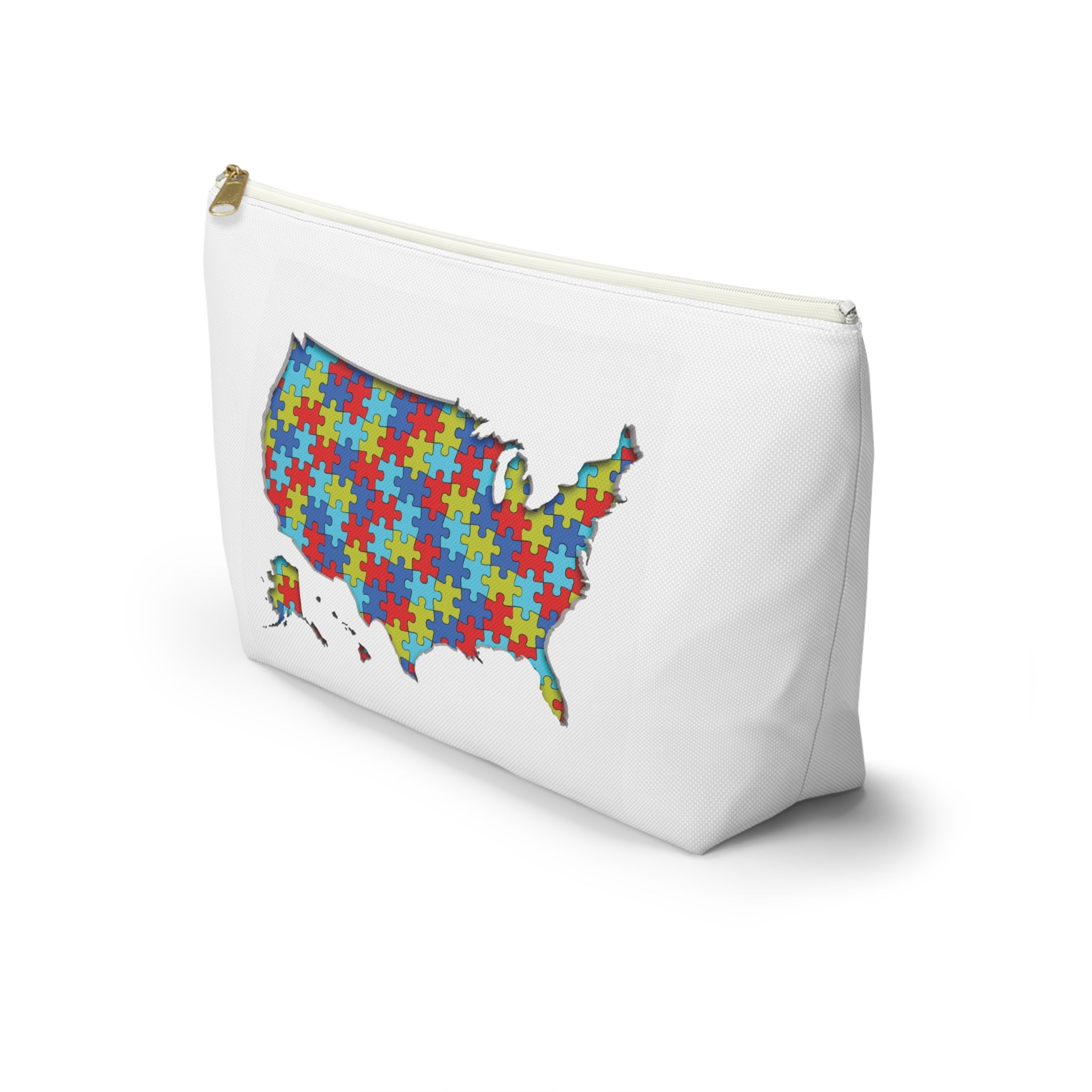 Autism Awareness USA Puzzle Map Accessory Pouch