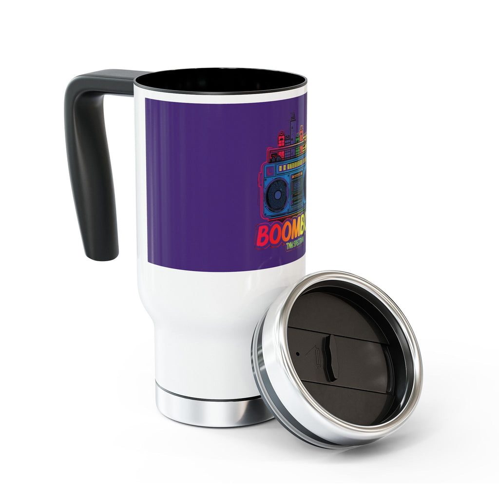 Boombox Retro Travel Mug — 14oz Stainless Steel Handle Tumbler