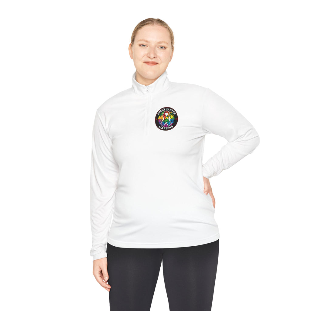 Quarter-Zip Pullover • Colorful Geometric Mushroom Logo — Psychedelic Nature Vibe