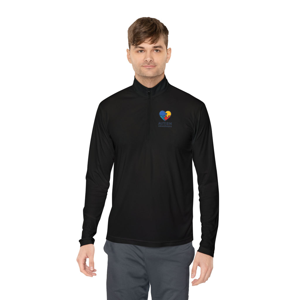 Autism Awareness Quarter-Zip Pullover — Puzzle Heart Logo