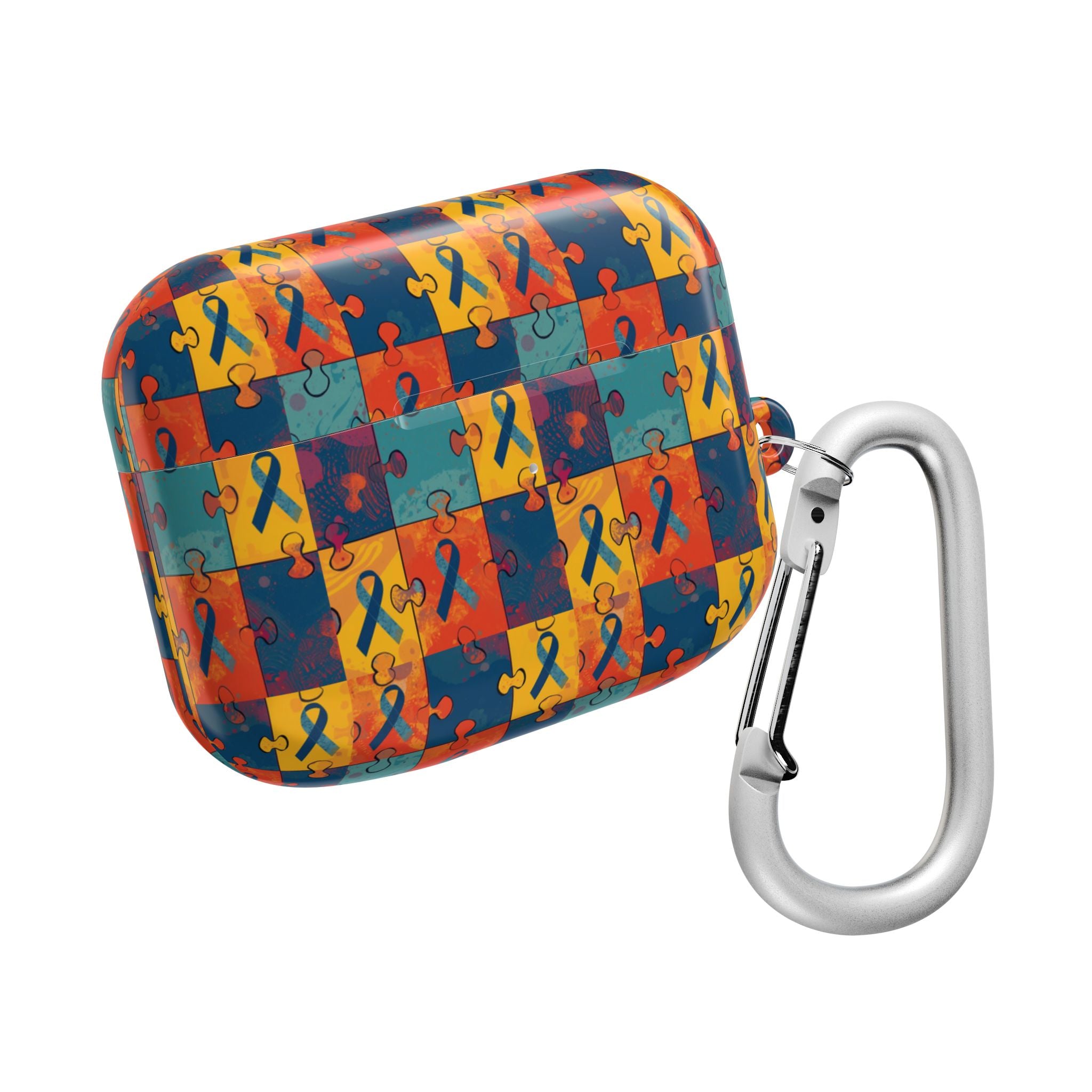 Awareness Ribbon Puzzle Pattern AirPod Case — Colorful Support & Hope Design