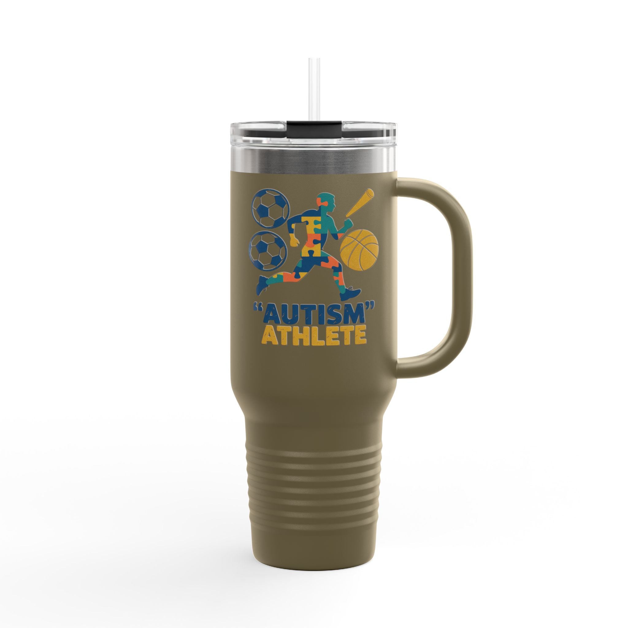 Autism Athlete 40oz Insulated Travel Mug — Sports Awareness Tumbler