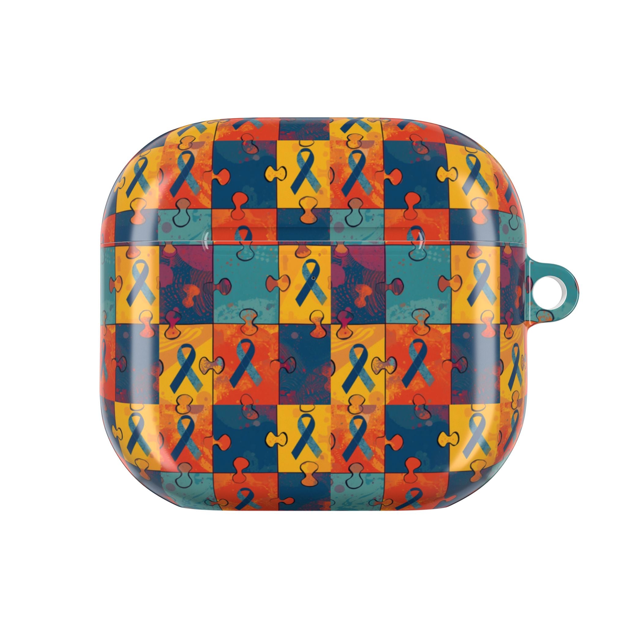 Awareness Ribbon Puzzle Pattern AirPod Case — Colorful Support & Hope Design