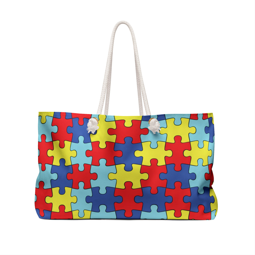 Autism Puzzle Piece Weekender Bag – Colorful Travel Tote