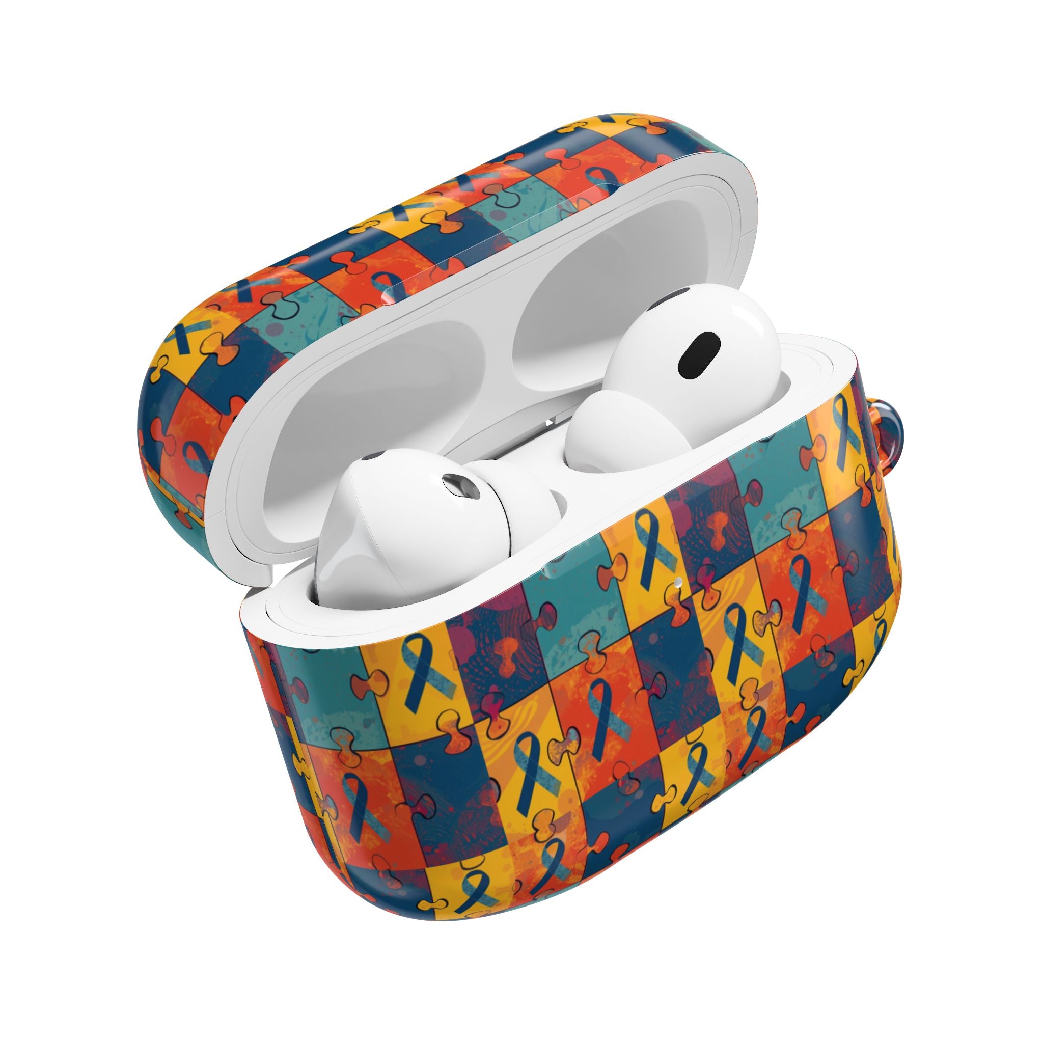Awareness Ribbon Puzzle Pattern AirPod Case — Colorful Support & Hope Design