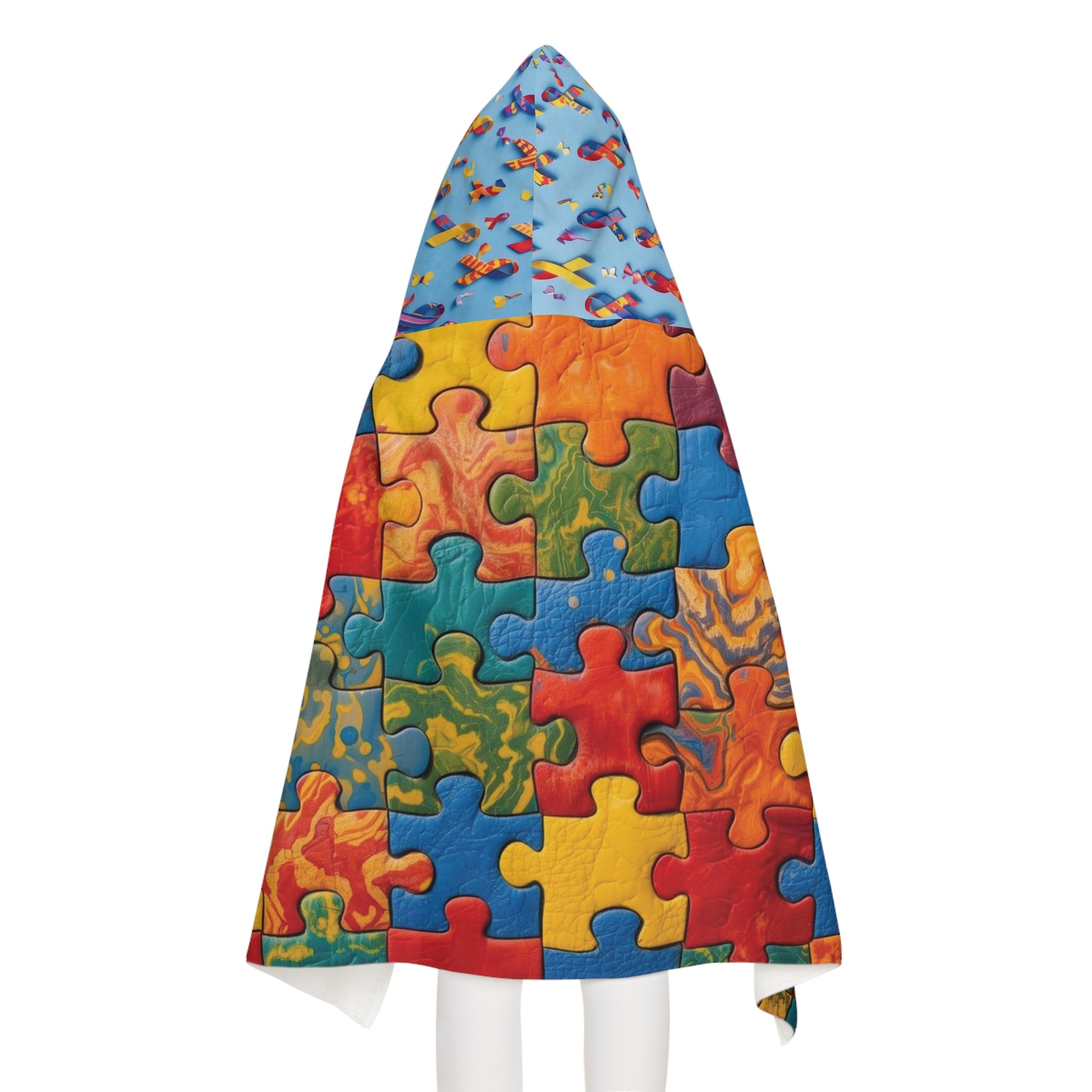 Kids Hooded Towel — Colorful Puzzle Print Beach & Bath Wrap