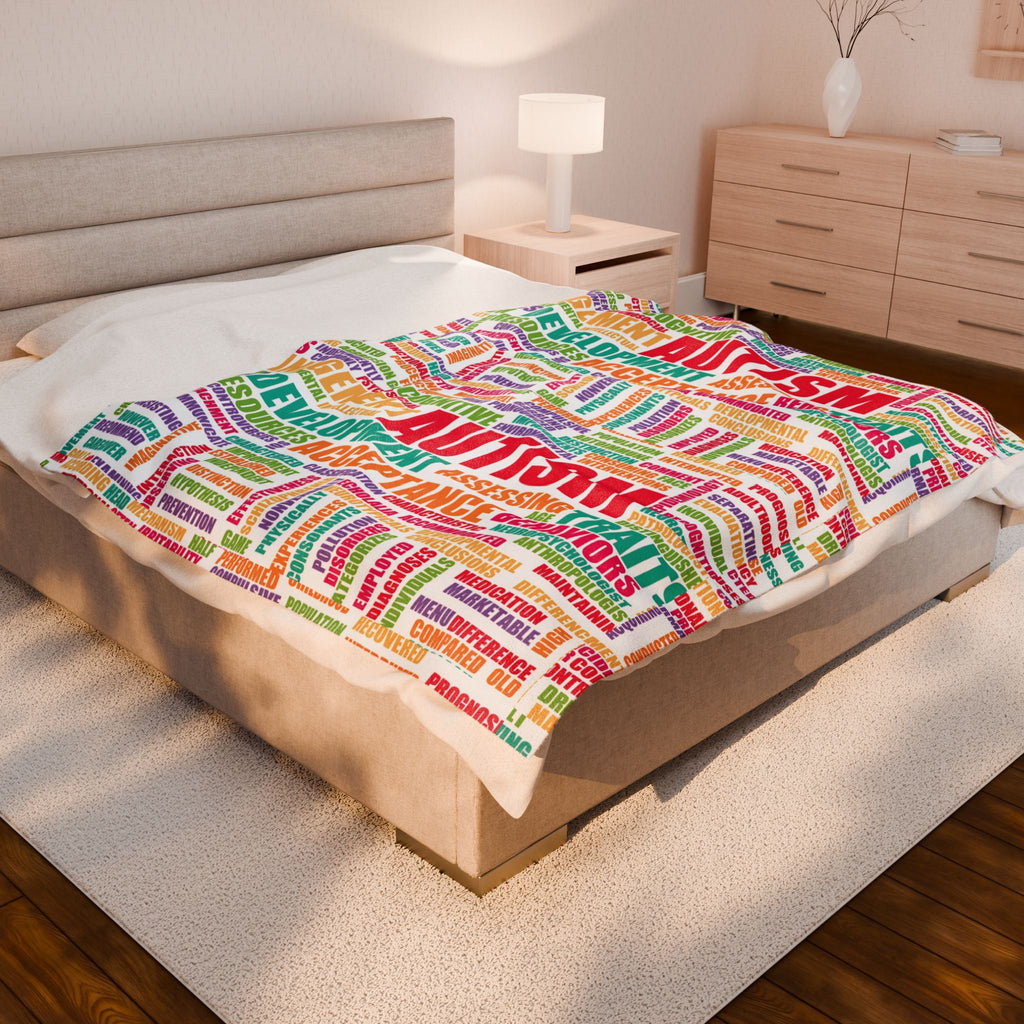 Autism Awareness Word Cloud Velveteen Blanket