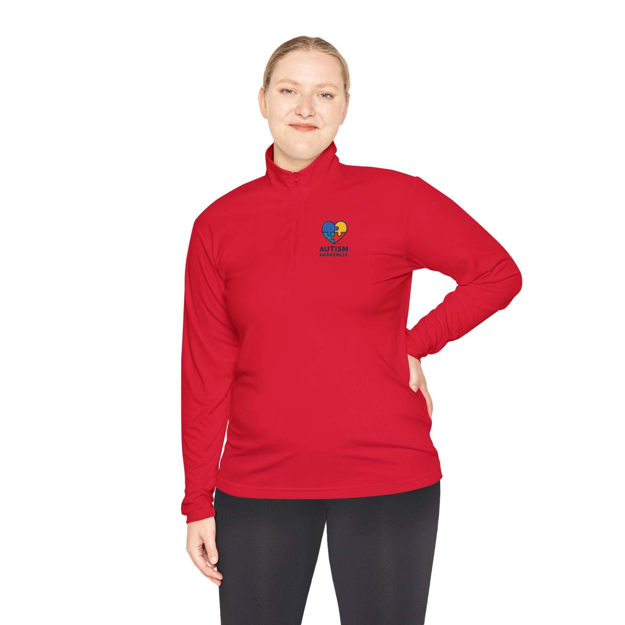 Autism Awareness Quarter-Zip Pullover — Puzzle Heart Logo