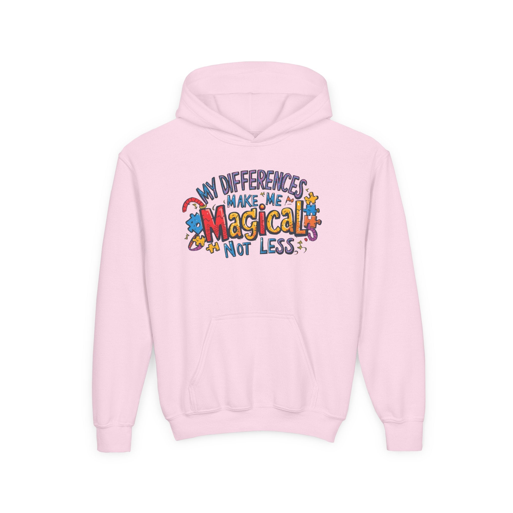 Youth Hoodie - "My Differences Make Me Magical Not Less" Positive Autism Awareness Pullover
