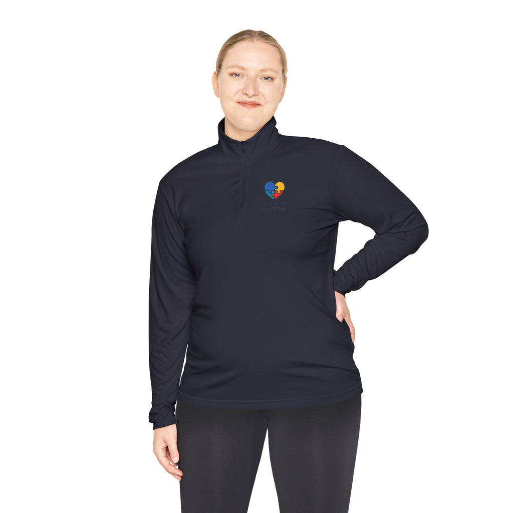 Autism Awareness Quarter-Zip Pullover — Puzzle Heart Logo