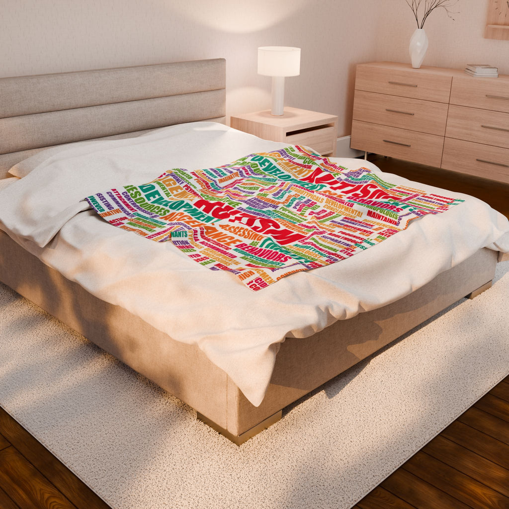 Autism Awareness Word Cloud Velveteen Blanket