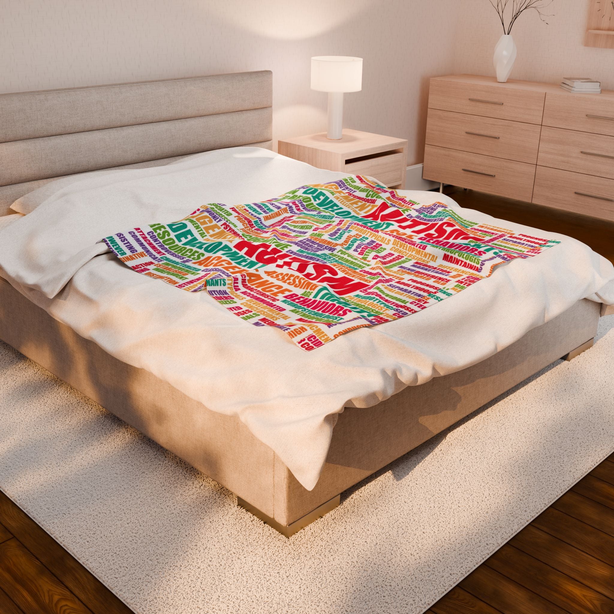 Autism Awareness Word Cloud Velveteen Blanket