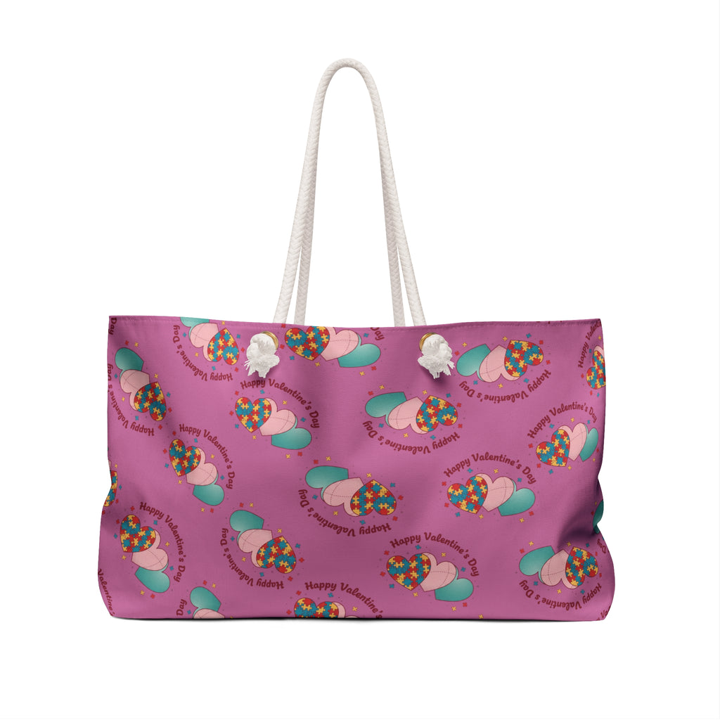 Pink Easter Bunny Weekender Bag — Cute Spring Travel Tote with ‘Happy Easter’ Pattern