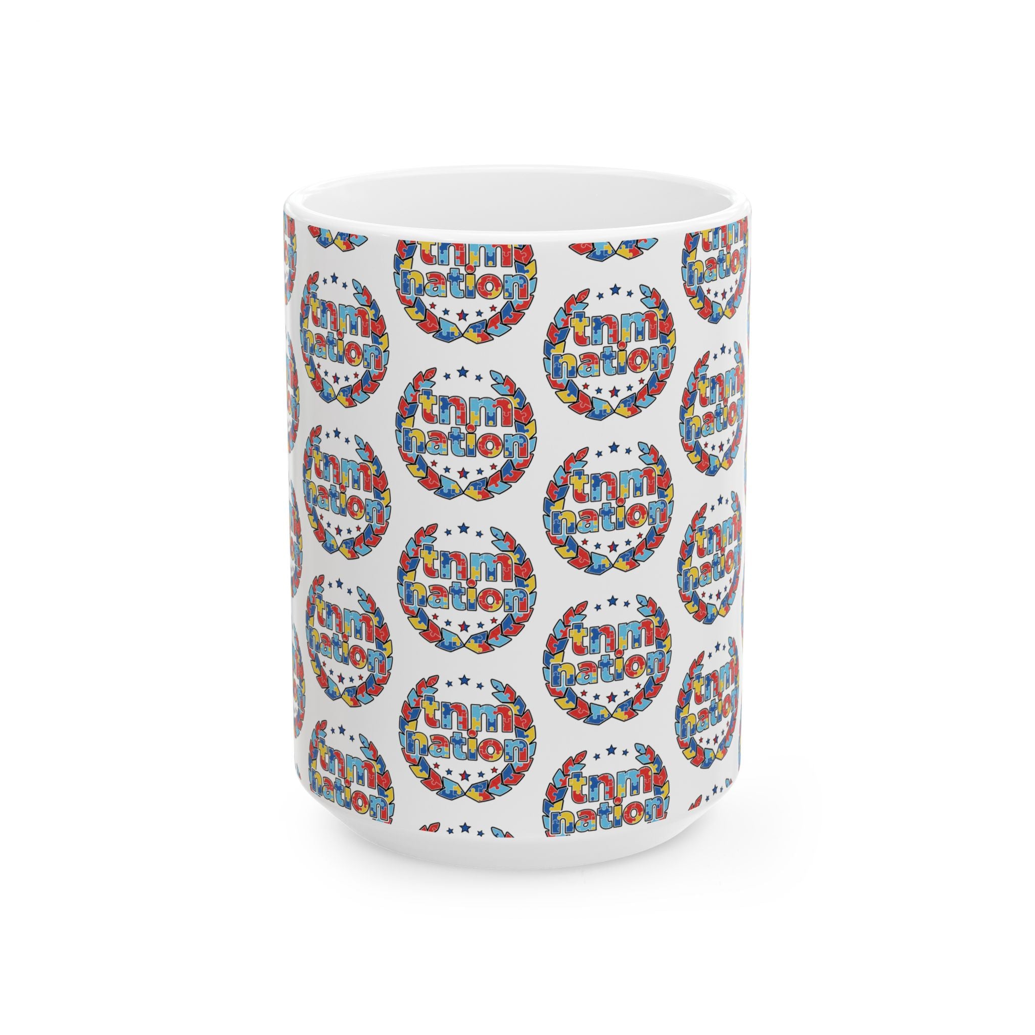 TNM Nation Pattern Ceramic Mug — Patriotic USA Coffee Cup (11oz, 15oz)