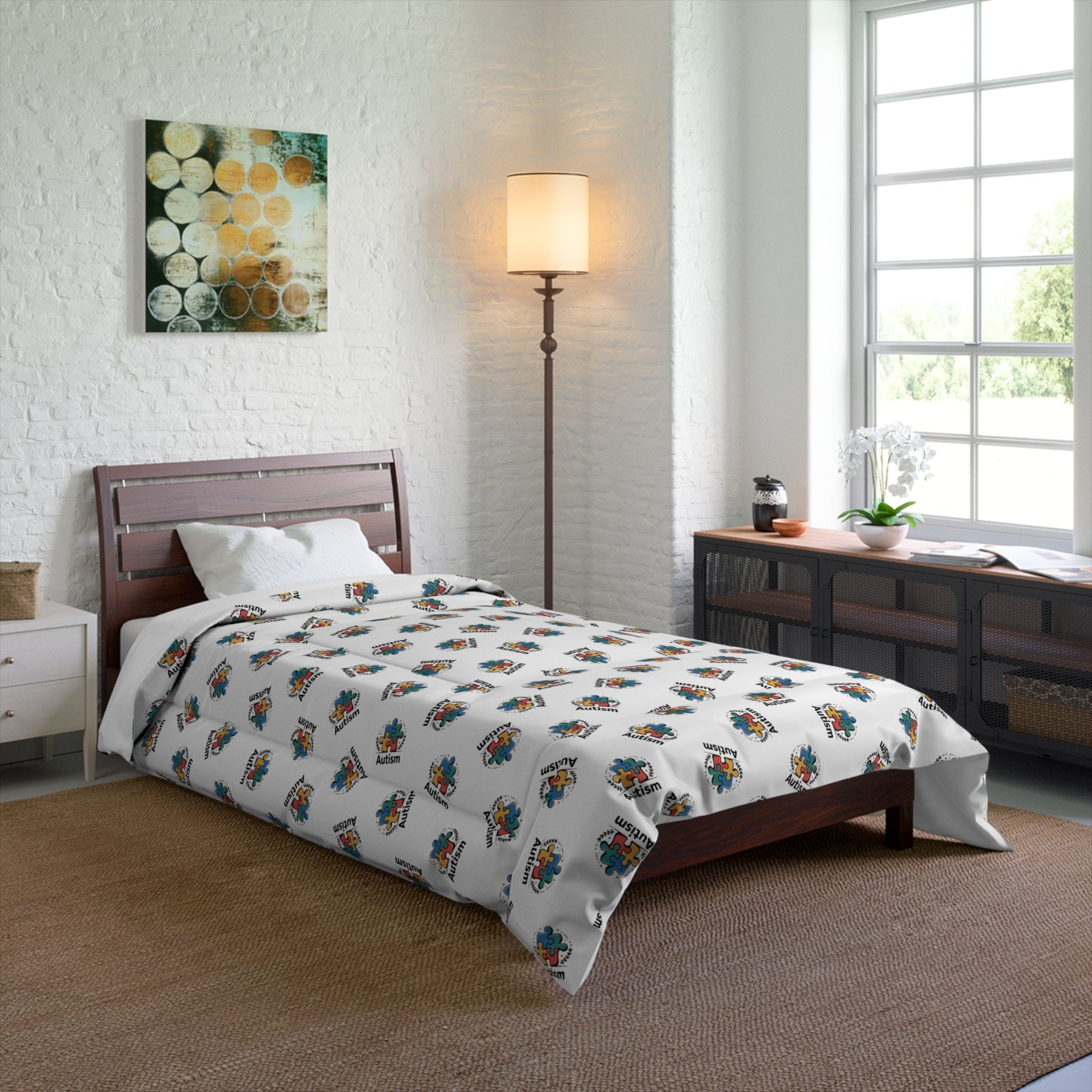 Comforter - Colorful Floral Geode Pattern Duvet Cover for Bedroom Decor