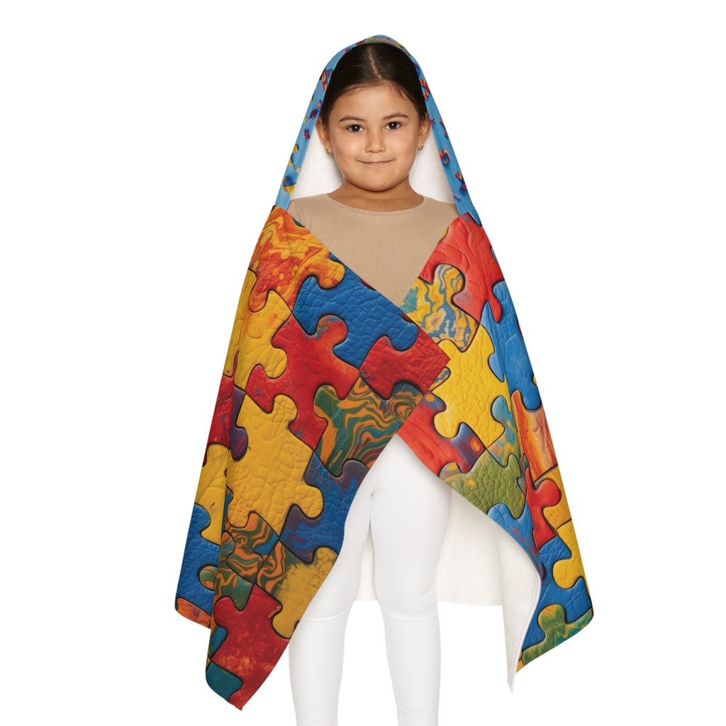 Kids Hooded Towel — Colorful Puzzle Print Beach & Bath Wrap