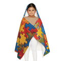 Kids Hooded Towel — Colorful Puzzle Print Beach & Bath Wrap