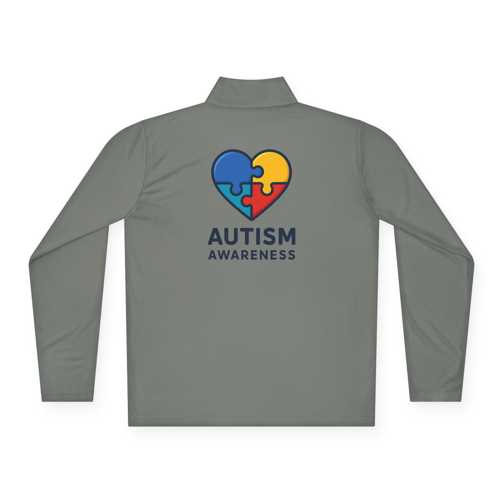 Autism Awareness Quarter-Zip Pullover — Puzzle Heart Logo