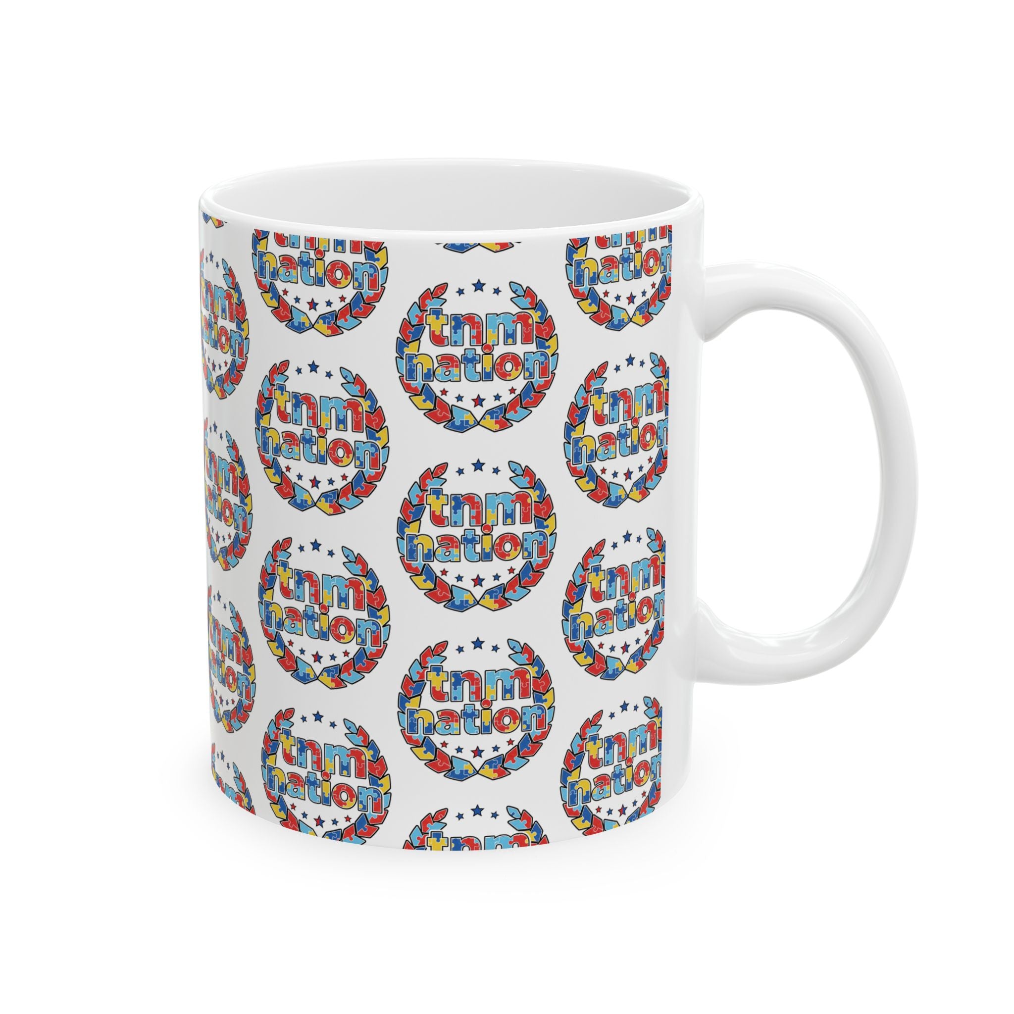 TNM Nation Pattern Ceramic Mug — Patriotic USA Coffee Cup (11oz, 15oz)
