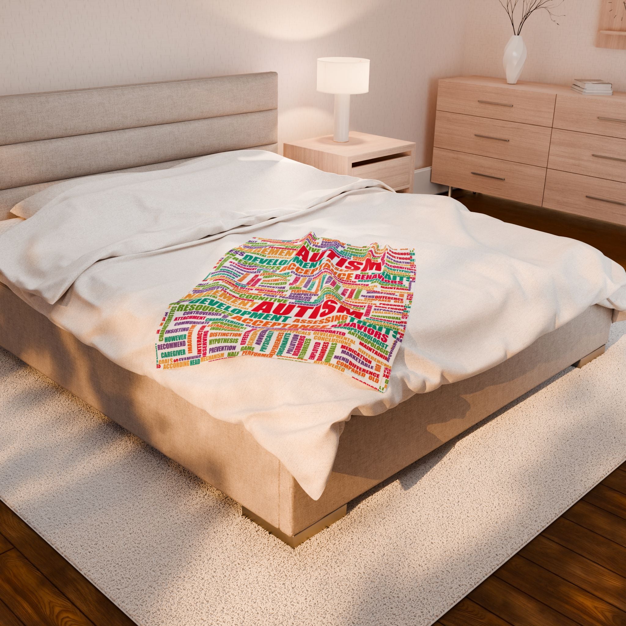 Autism Awareness Word Cloud Velveteen Blanket