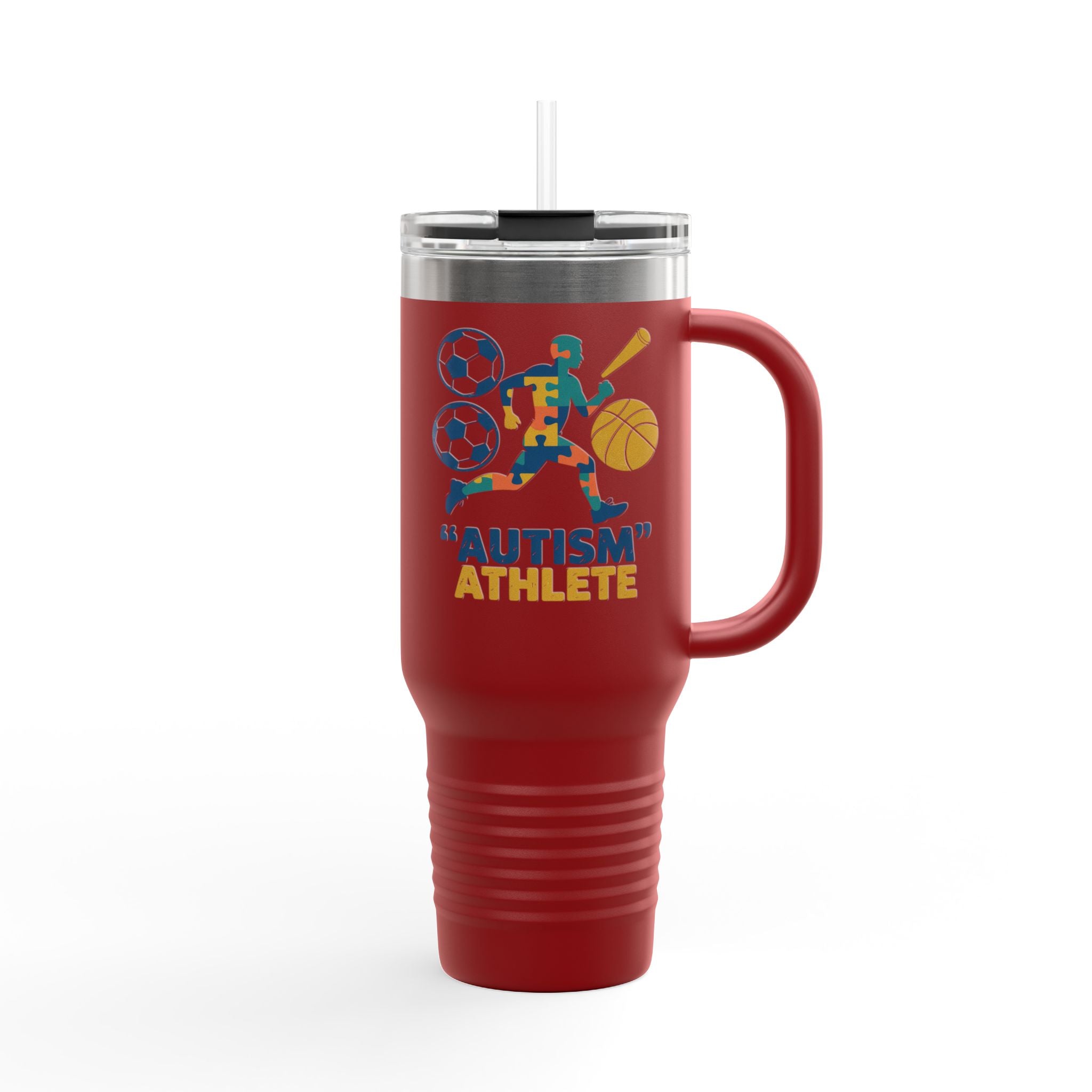 Autism Athlete 40oz Insulated Travel Mug — Sports Awareness Tumbler