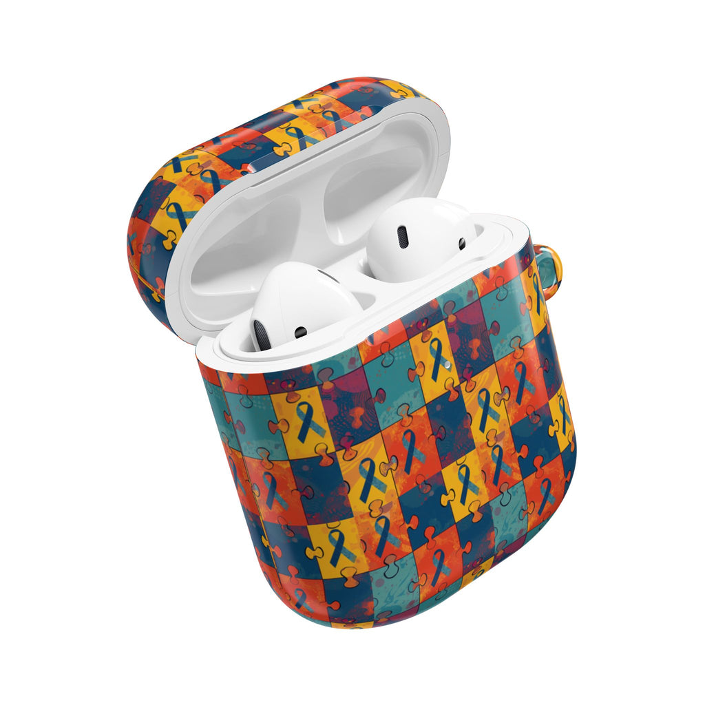 Awareness Ribbon Puzzle Pattern AirPod Case — Colorful Support & Hope Design