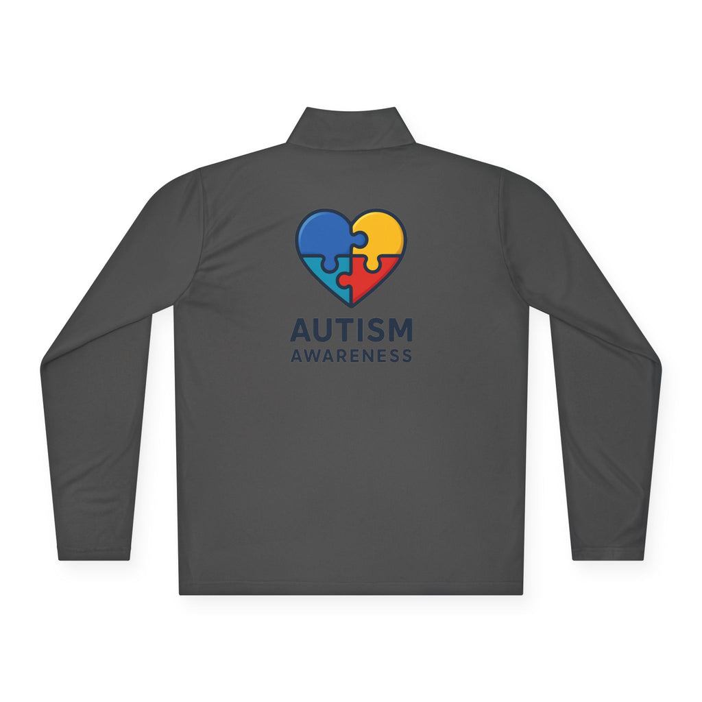 Autism Awareness Quarter-Zip Pullover — Puzzle Heart Logo