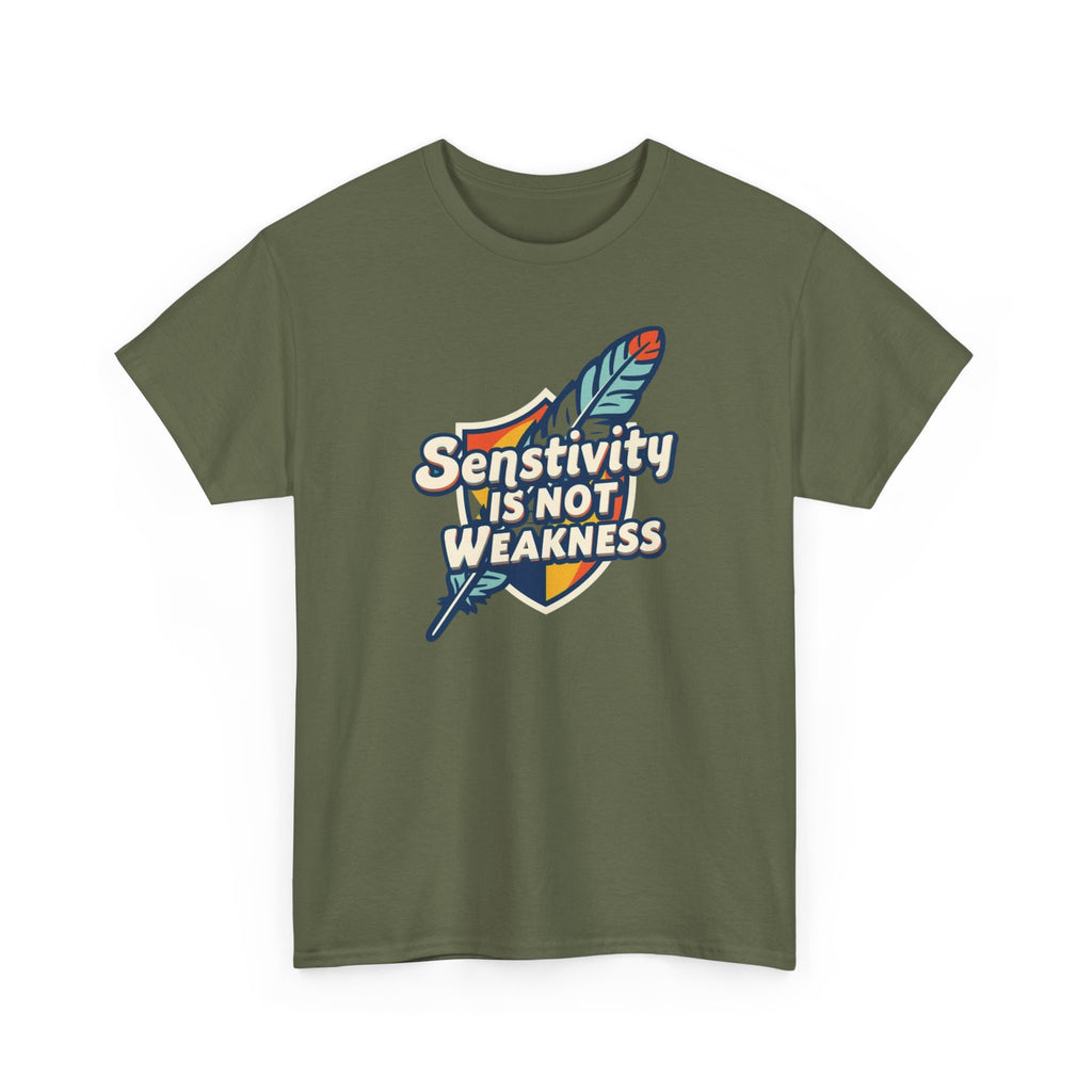 Sensitivity Is Not Weakness T-Shirt — Empathy Feather Graphic Tee