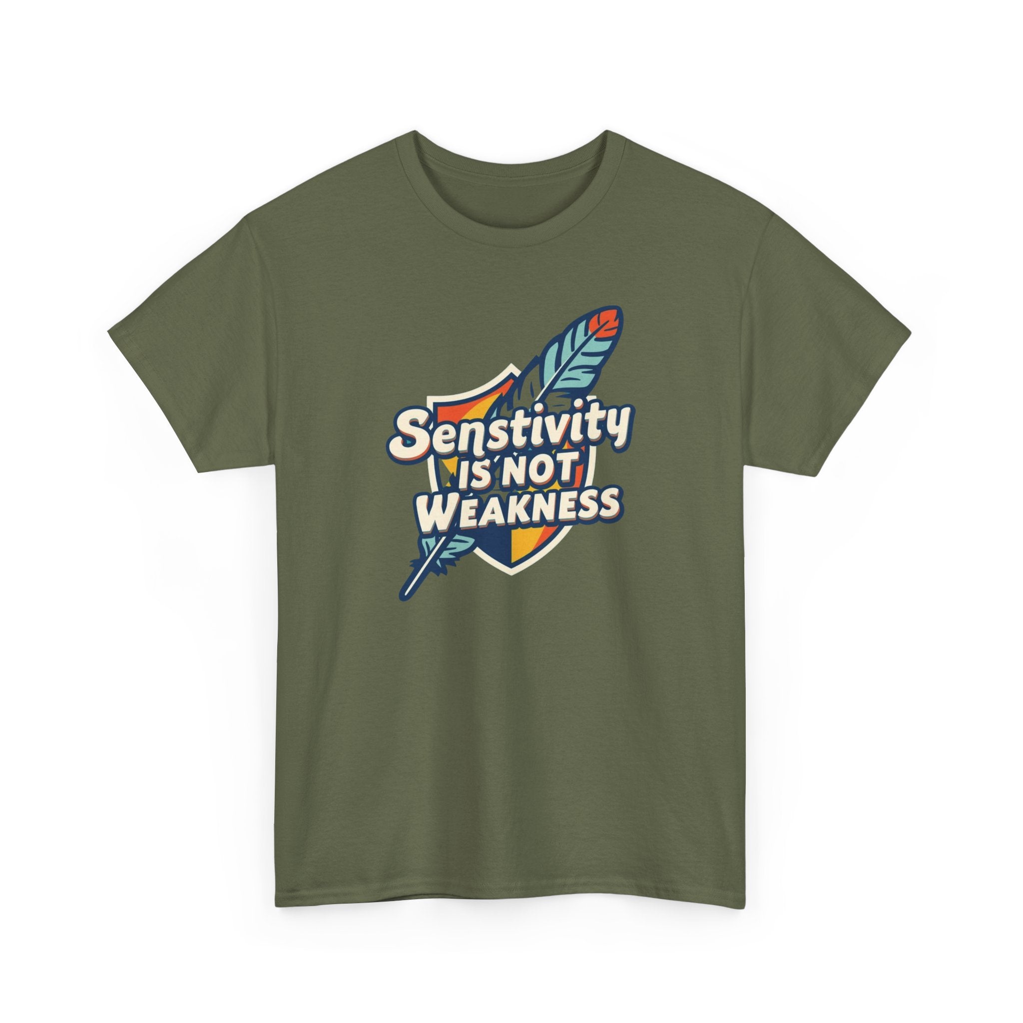 Sensitivity Is Not Weakness T-Shirt — Empathy Feather Graphic Tee