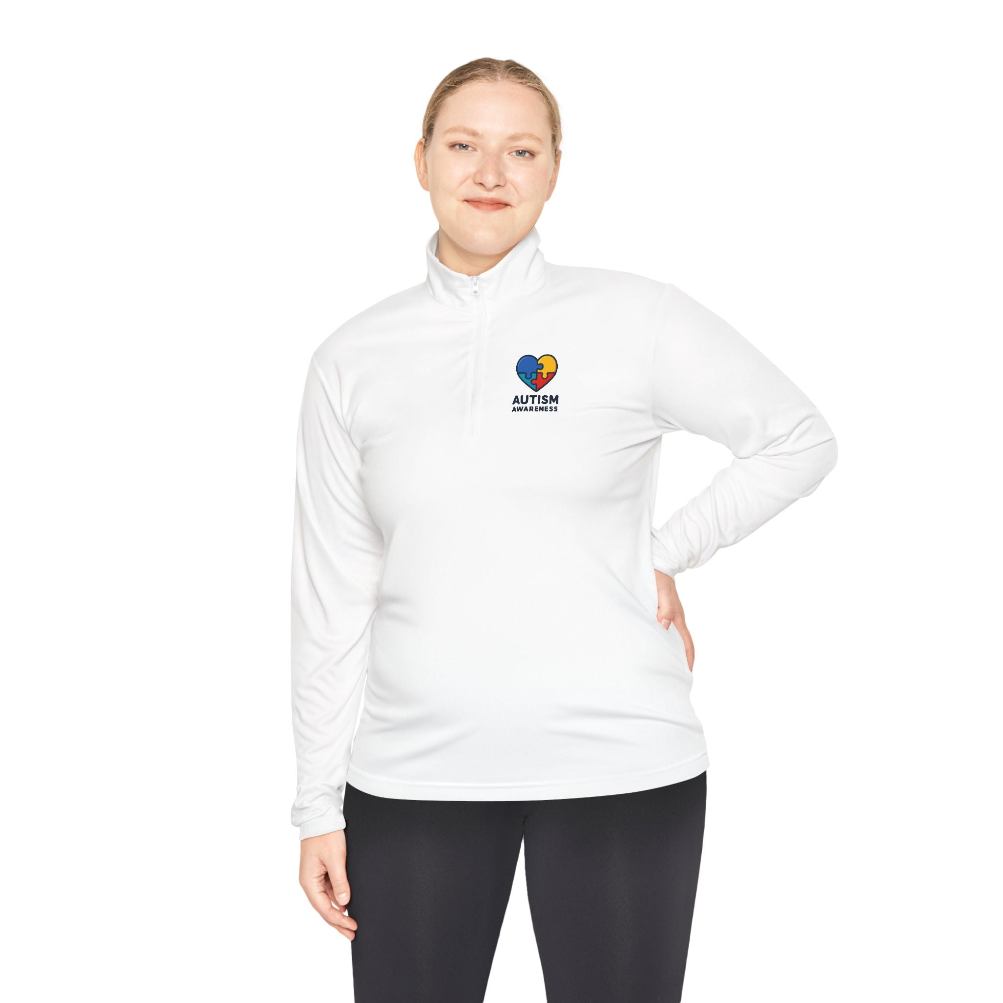 Autism Awareness Quarter-Zip Pullover — Puzzle Heart Logo