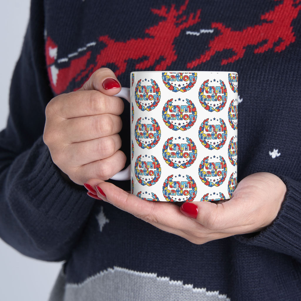 TNM Nation Pattern Ceramic Mug — Patriotic USA Coffee Cup (11oz, 15oz)