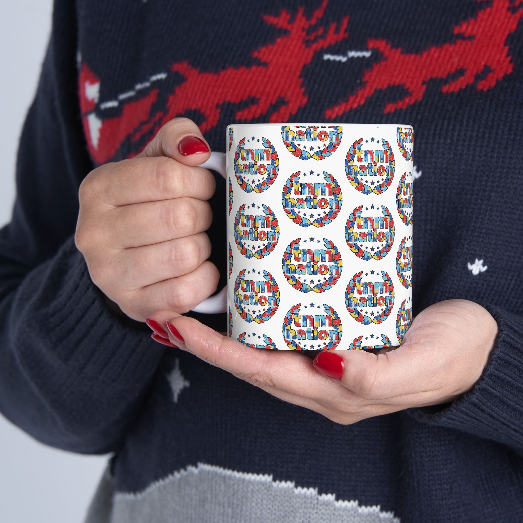 TNM Nation Pattern Ceramic Mug — Patriotic USA Coffee Cup (11oz, 15oz)