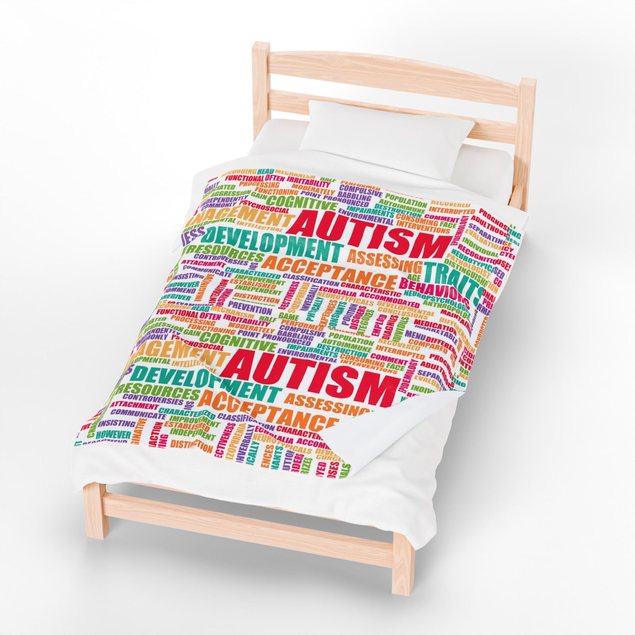 Autism Awareness Word Cloud Velveteen Blanket