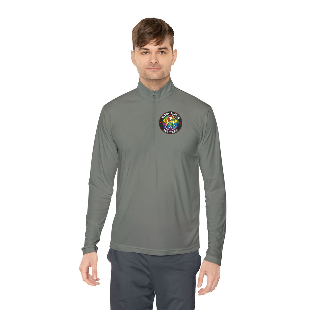Quarter-Zip Pullover • Colorful Geometric Mushroom Logo — Psychedelic Nature Vibe