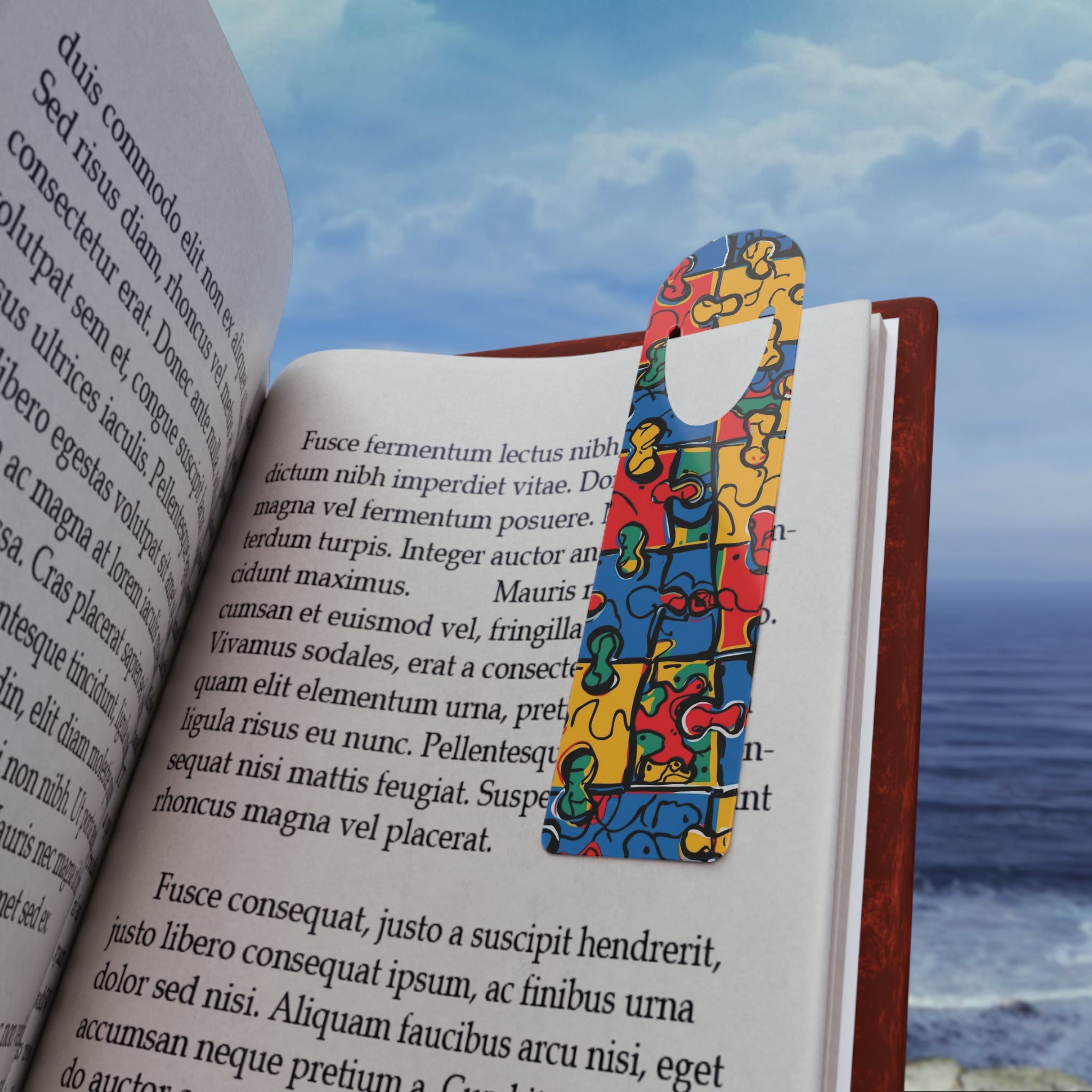 Autism Puzzle Piece Bookmark — Colorful Awareness Metal Corner Marker