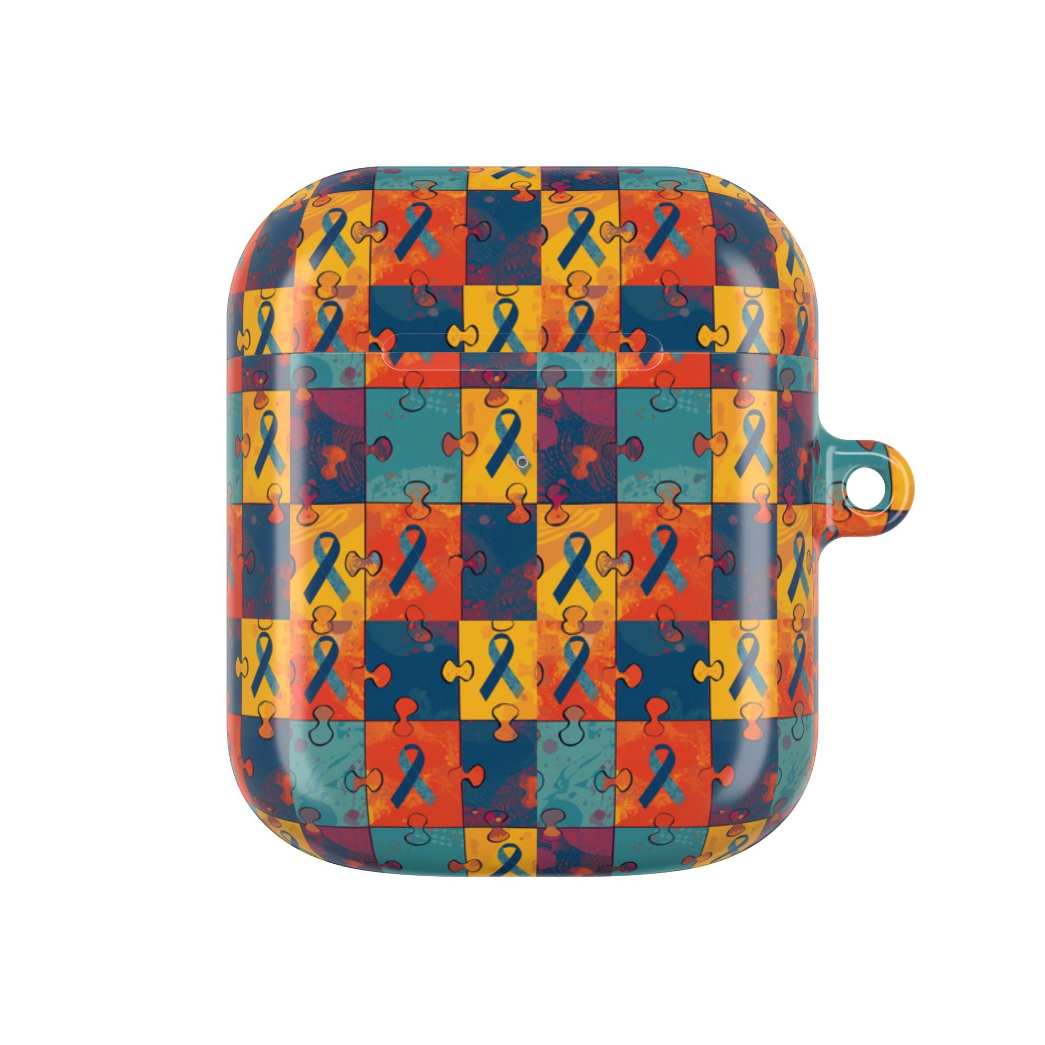 Awareness Ribbon Puzzle Pattern AirPod Case — Colorful Support & Hope Design