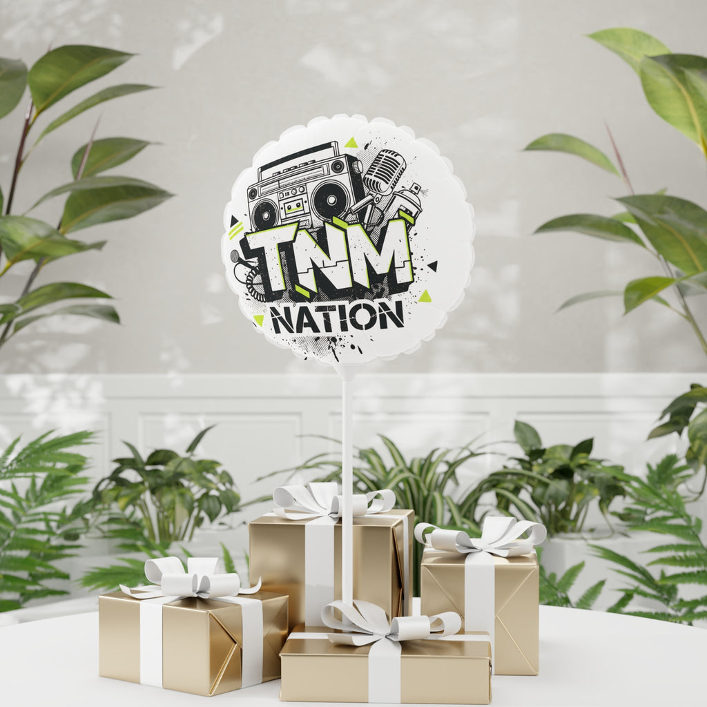 TNM Nation 11" Round Foil Balloon – Retro Boombox Party Decor