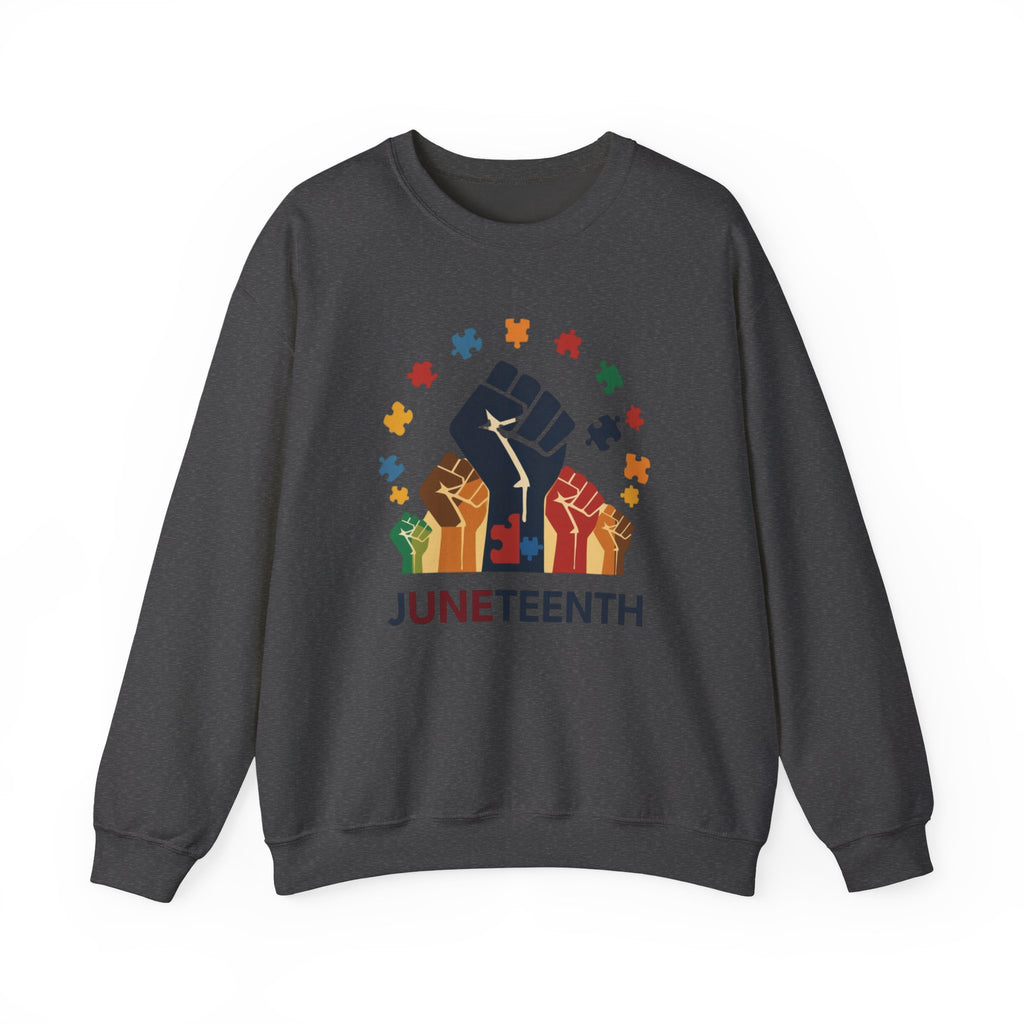 Juneteenth Meets Autism 2 Sweatshirt - Multicolor Unity Graphic Crewneck