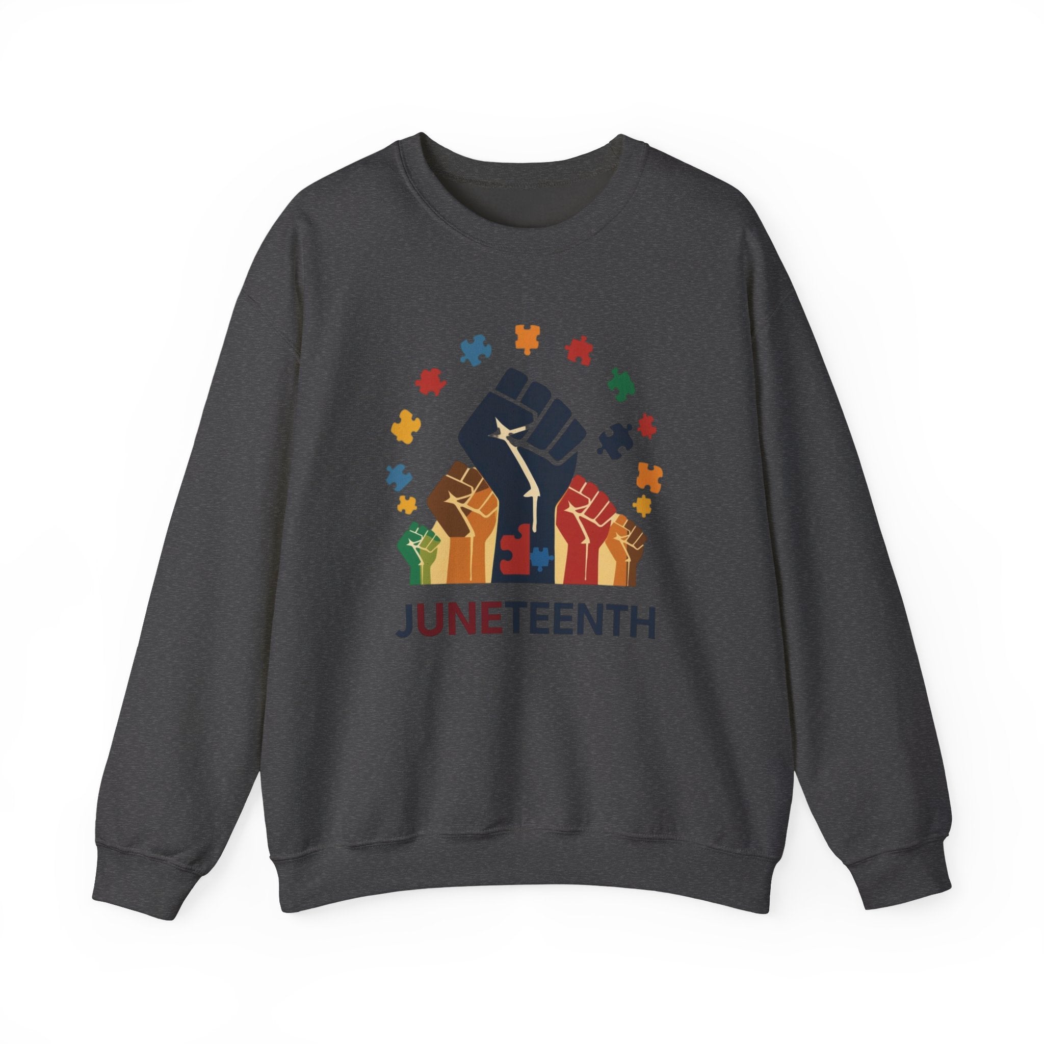 Juneteenth Meets Autism 2 Sweatshirt - Multicolor Unity Graphic Crewneck