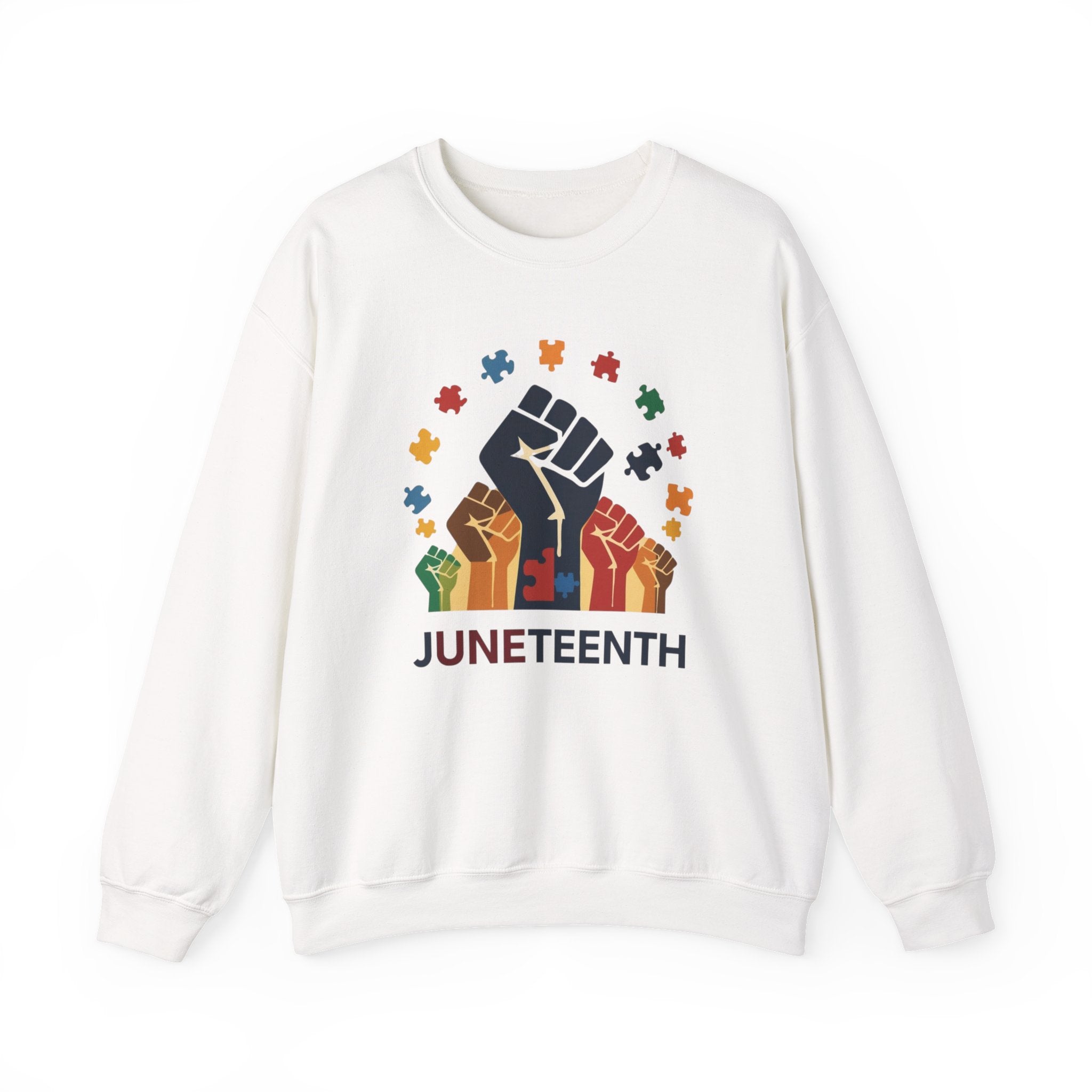 Juneteenth Meets Autism 2 Sweatshirt - Multicolor Unity Graphic Crewneck