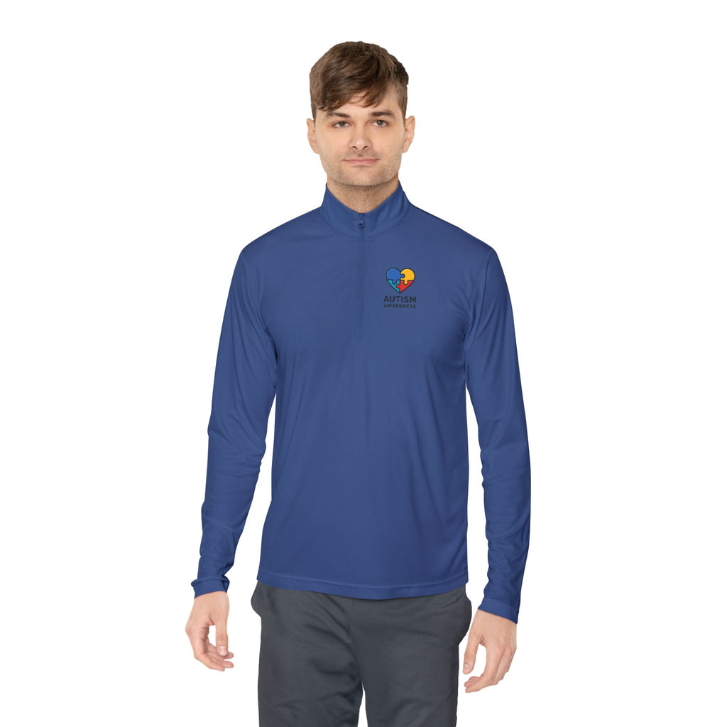 Autism Awareness Quarter-Zip Pullover — Puzzle Heart Logo